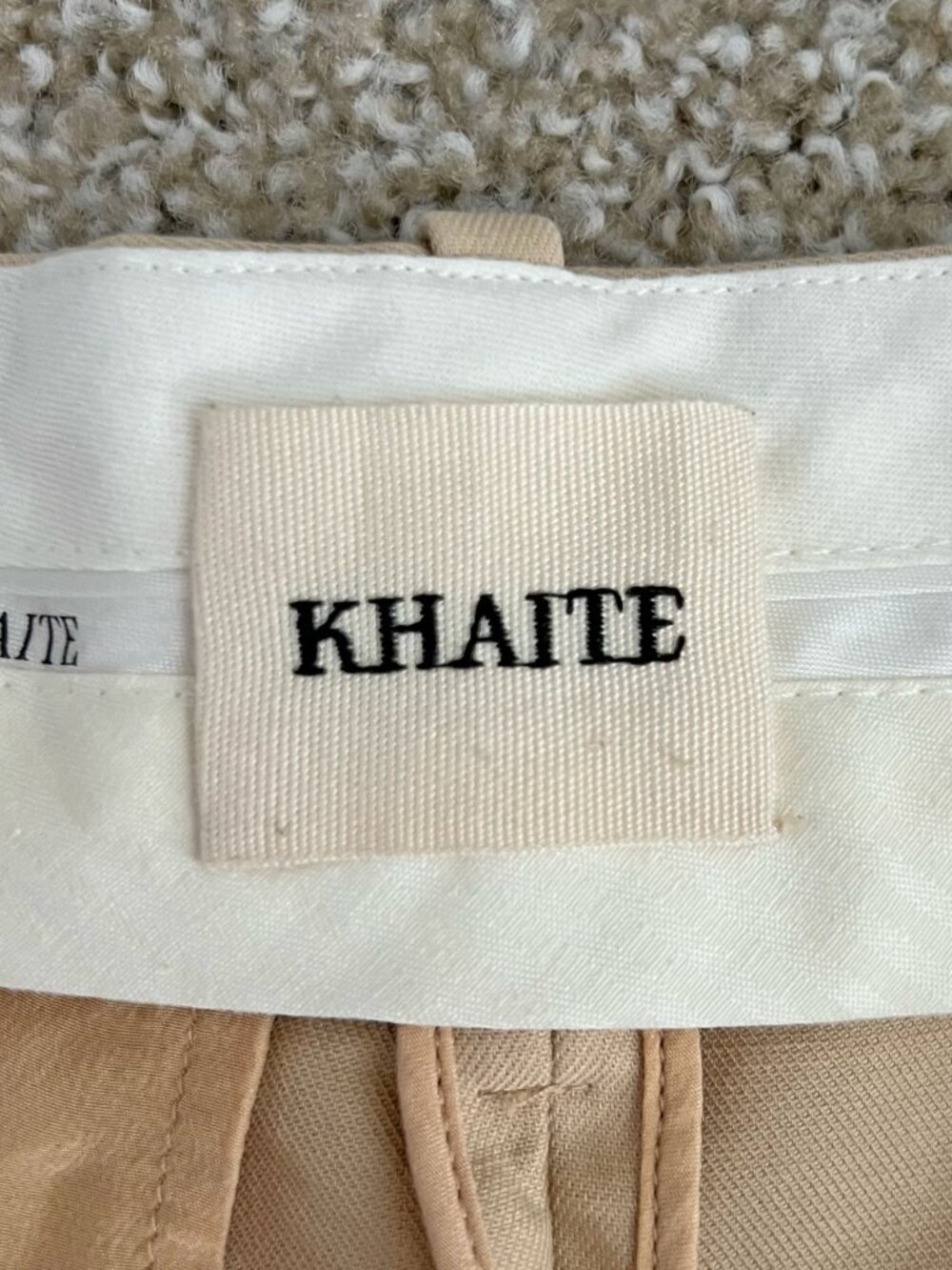 Khaite Teyana Wide-Leg Pleated Waist High Rise Cotton Trousers Designer Tan Sz 6 - Picture 4 of 6